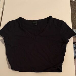 Wild Fable Black V-Neck Short Sleeve Tee